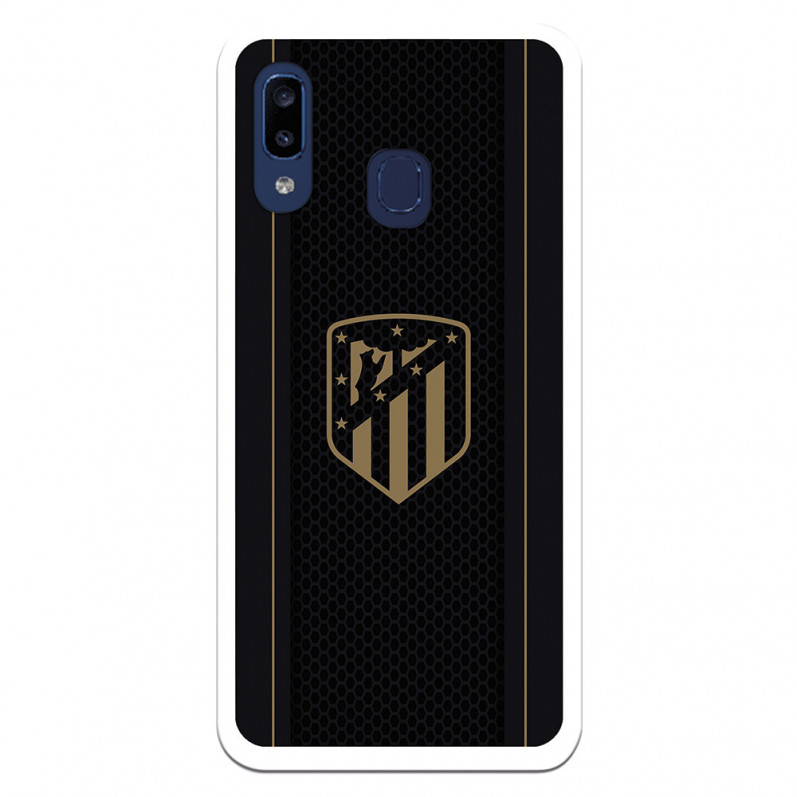 Atlético de Madrid Hülle für Samsung Galaxy A20E Gold Crest Schwarzer Hintergrund – Offiziell lizensiert von Atlético de Madrid