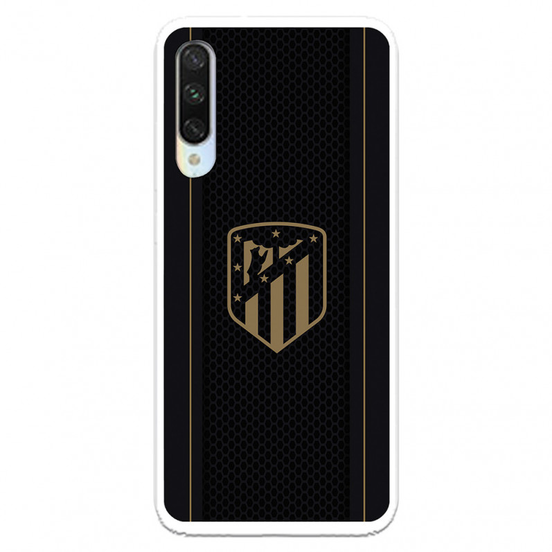 Atlético de Madrid Hülle für Xiaomi Mi A3 Gold Crest Schwarzer Hintergrund - Atlético de Madrid Offizielle Lizenz