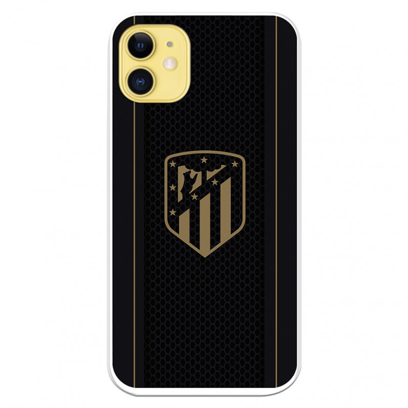 Atlético de Madrid iPhone 11 -Hülle, goldenes Wappen, schwarzer Hintergrund – offizielle Lizenz von Atlético de Madrid