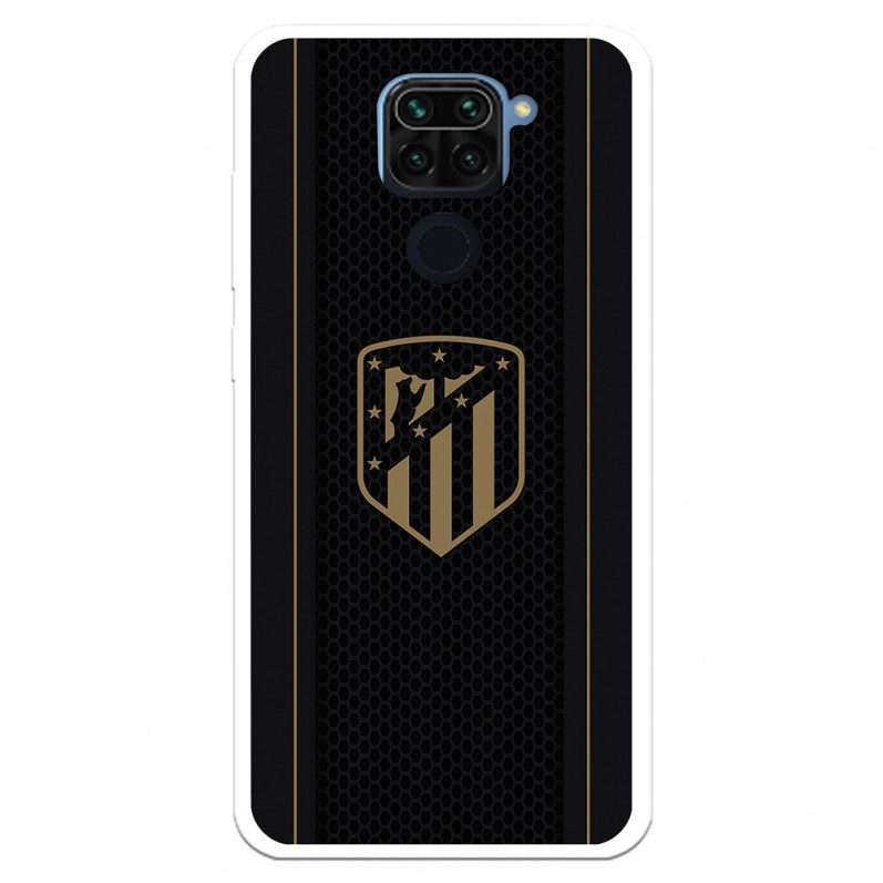 Atlético de Madrid Hülle für Xiaomi Redmi Note 9 Gold Crest Schwarzer Hintergrund – Atlético de Madrid Offizielle Lizenz