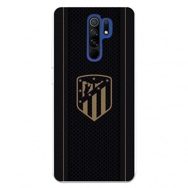 Atlético de Madrid Hülle für Xiaomi Redmi 9 Gold Crest Schwarzer Hintergrund – Atlético de Madrid Offizielle Lizenz