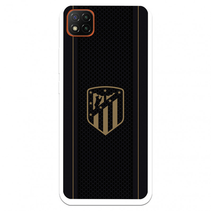 Atlético de Madrid Hülle für Xiaomi Redmi 9C Gold Crest Schwarzer Hintergrund – Atlético de Madrid Offizielle Lizenz