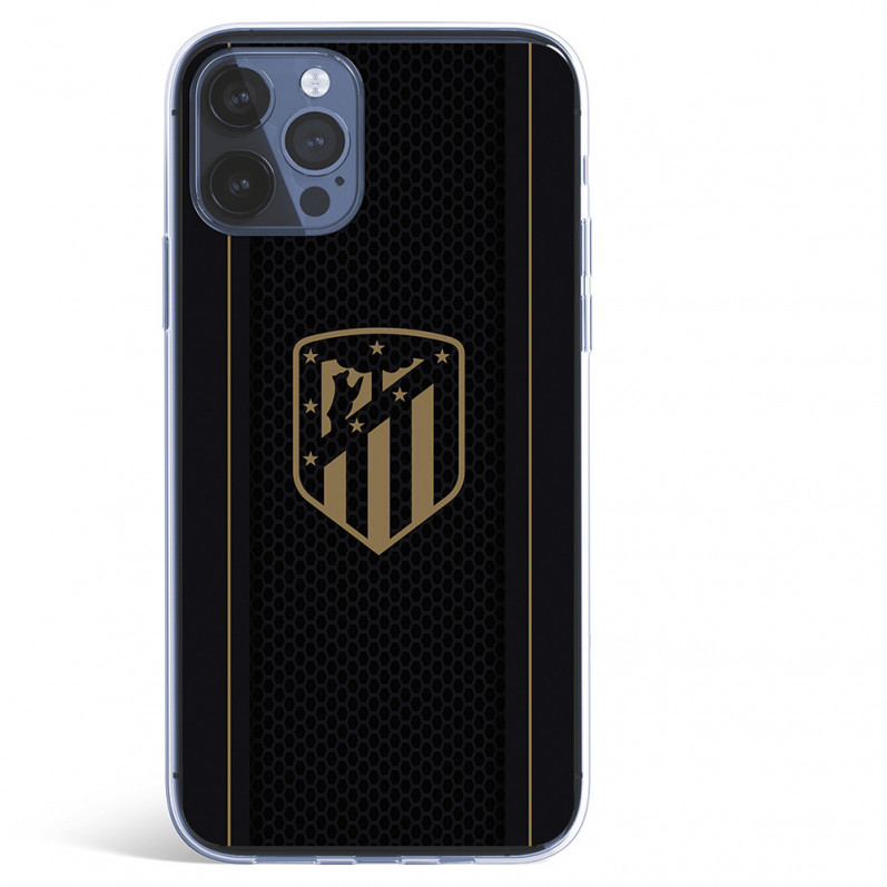 Atlético de Madrid iPhone 12 Pro Max Hülle Goldwappen Schwarzer Hintergrund – Offizielle Lizenz von Atlético de Madrid