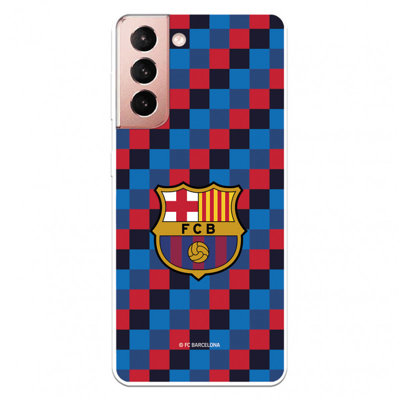 FC Barcelona Crest Hülle für Samsung Galaxy S21 Quadratischer Hintergrund – FC Barcelona Offizielle Lizenz