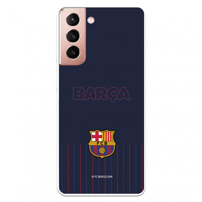 FC Barcelona Barsa Samsung Galaxy S21 Hülle mit blauem Hintergrund – Offizielle FC Barcelona Lizenz