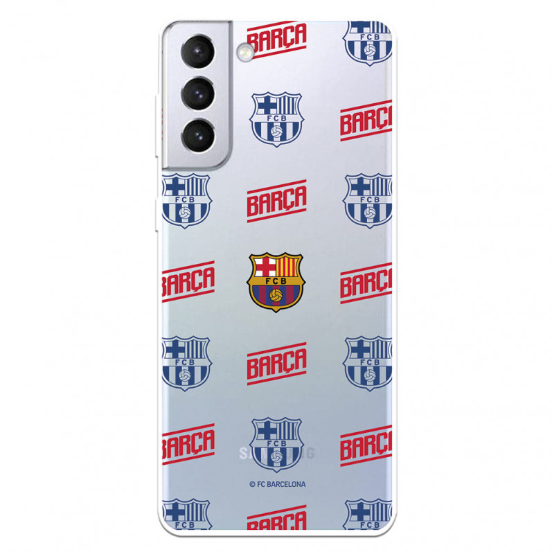 Hülle für Samsung Galaxy S21 Plus des FC Barcelona Wappen Design Rot und Blau Transparent - FC Barcelona Offizielle Lizenz