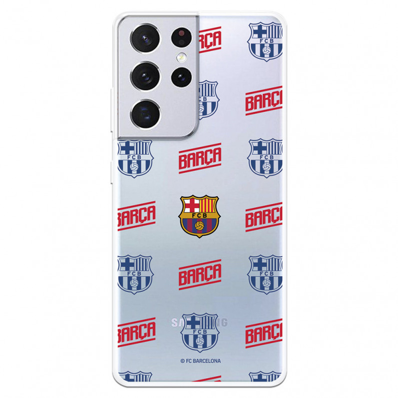 Hülle für Samsung Galaxy S21 Ultra des FC Barcelona Crest Design Rot und Blau Transparent - FC Barcelo Offizielle Lizenz