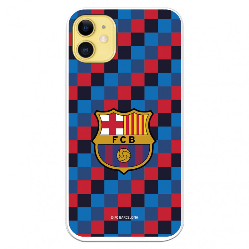 iPhone 11 -Hülle mit FC Barcelona-Wappen und quadratischem Hintergrund – Offizielle FC Barcelona-Lizenz