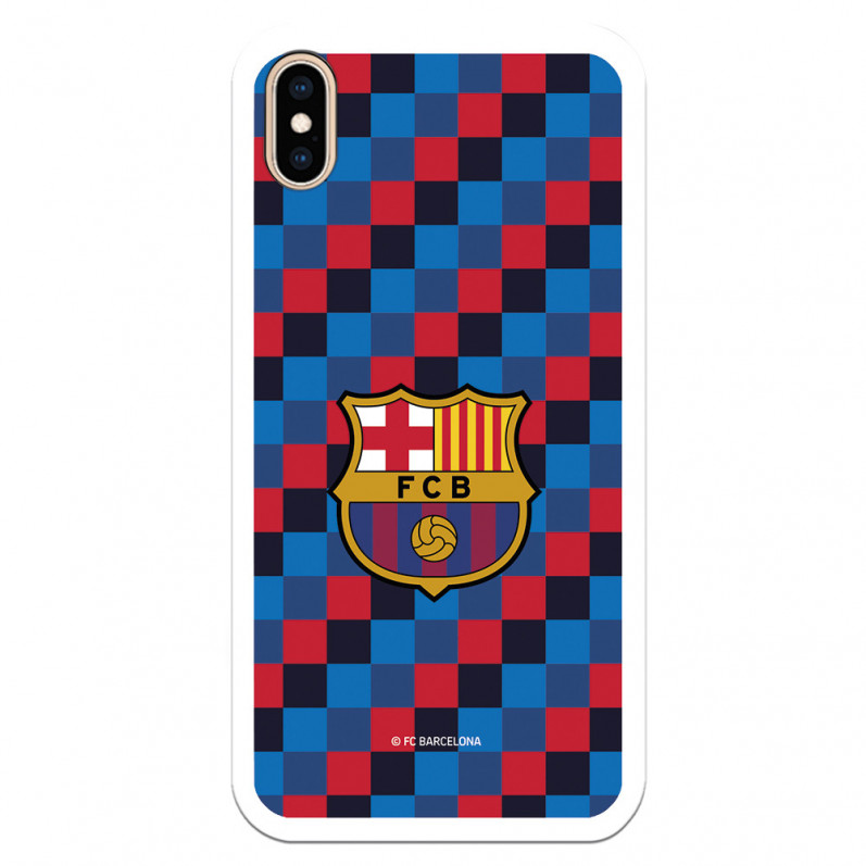 FC Barcelona Crest Squares Background iPhone XS Max Hülle – Offizielle FC Barcelona Lizenz