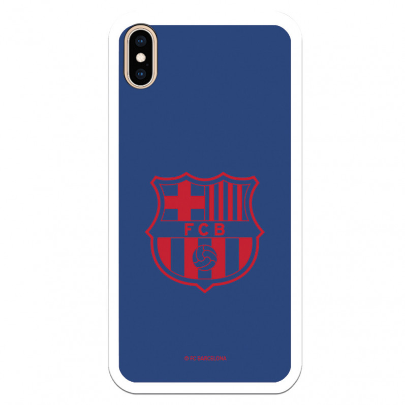 FC Barcelona iPhone XS Max Hülle Rotes Wappen Blauer Hintergrund – Offizielle FC Barcelona Lizenz