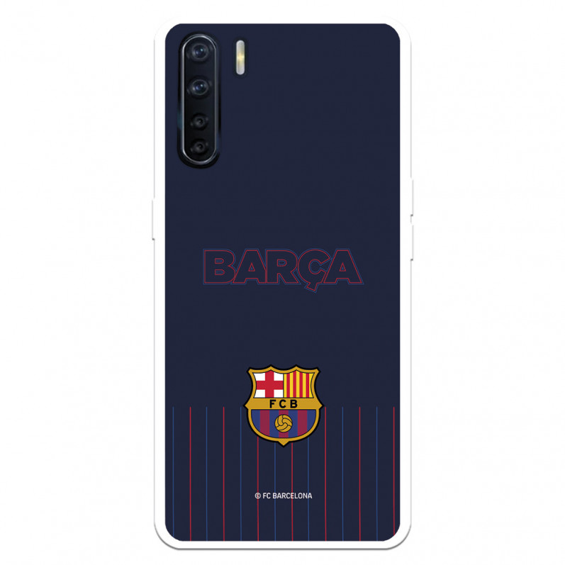 Hülle für Oppo A91 FC Barcelona Barsa Blauer Hintergrund – FC Barcelona Offizielle Lizenz