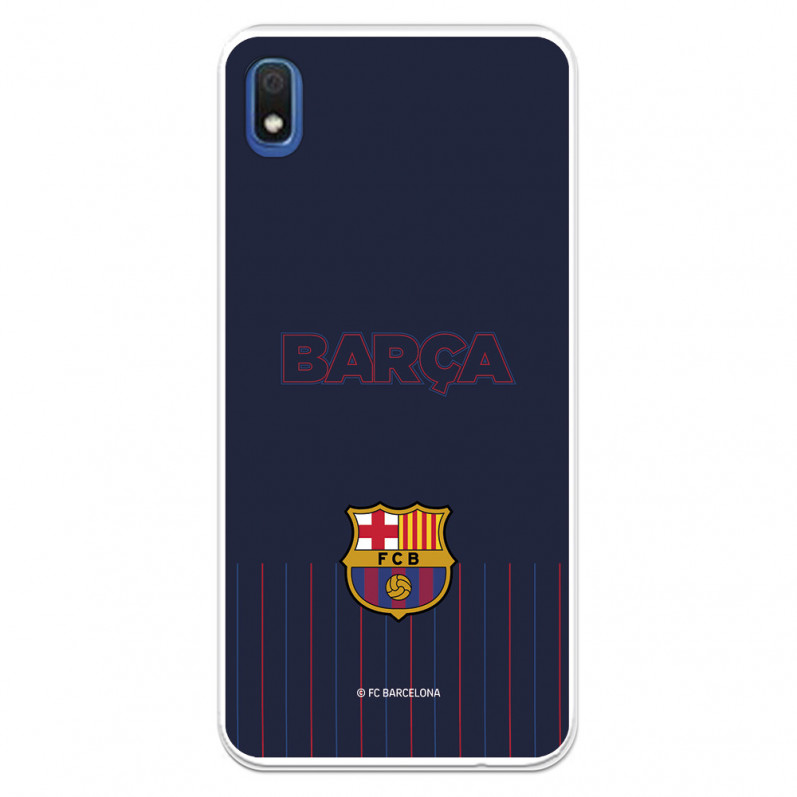 FC Barcelona Barsa Samsung Galaxy A10 Hülle mit blauem Hintergrund – Offizielle FC Barcelona Lizenz