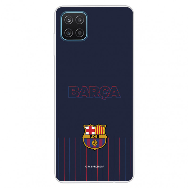 FC Barcelona Barsa Samsung Galaxy A12 Hülle mit blauem Hintergrund – FC Barcelona Offizielle Lizenz