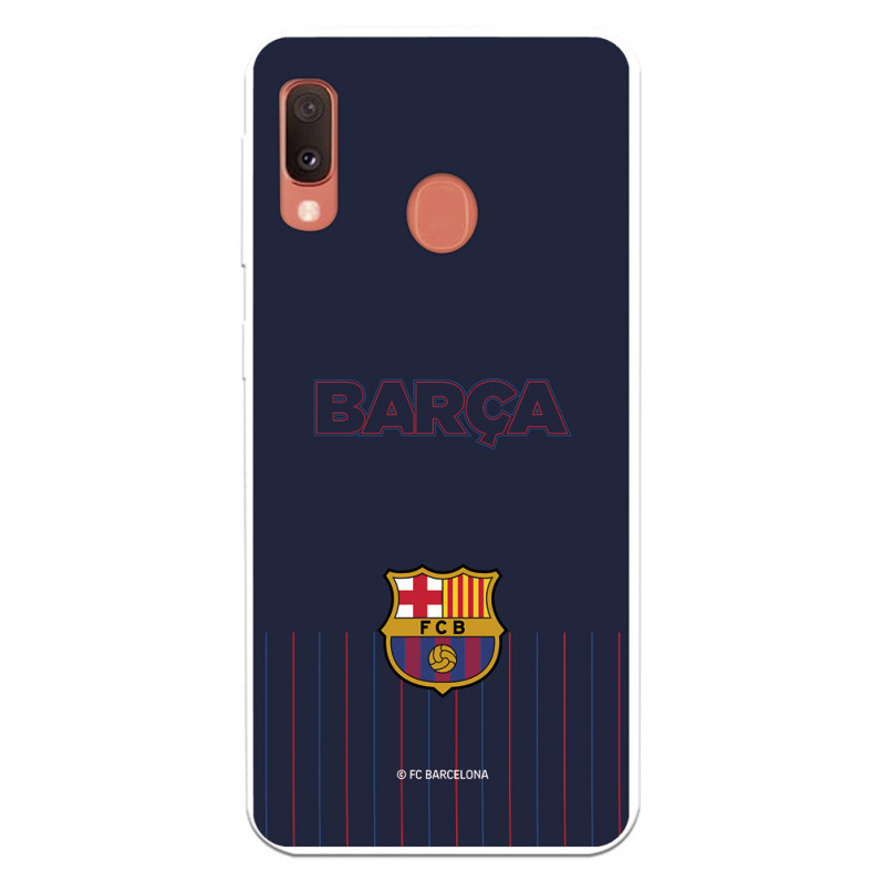 FC Barcelona Barsa Samsung Galaxy A20E Hülle mit blauem Hintergrund – Offizielle FC Barcelona Lizenz