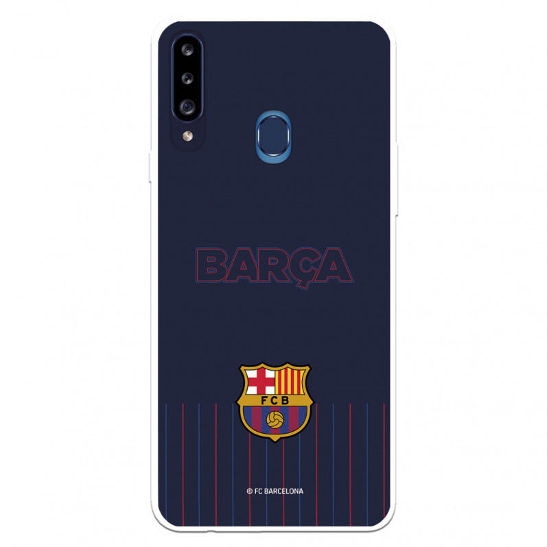 FC Barcelona Barsa Samsung Galaxy A20S Hülle mit blauem Hintergrund – Offizielle FC Barcelona Lizenz