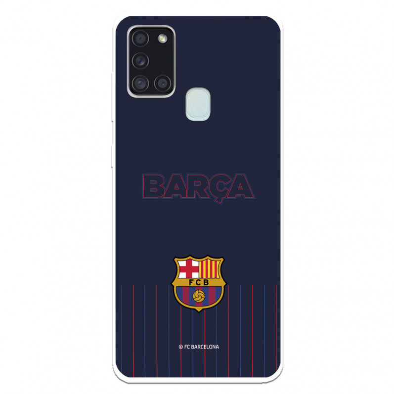 FC Barcelona Barsa Samsung Galaxy A21S Hülle mit blauem Hintergrund – Offizielle FC Barcelona Lizenz