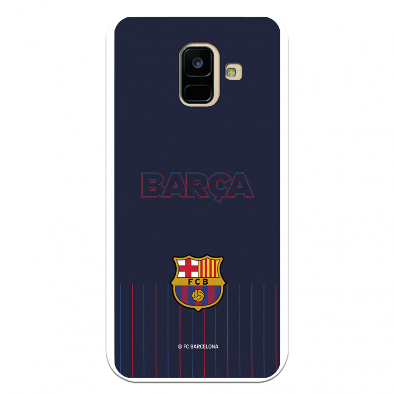 FC Barcelona Barsa Samsung Galaxy A6 2018 Hülle mit blauem Hintergrund – Offizielle FC Barcelona Lizenz