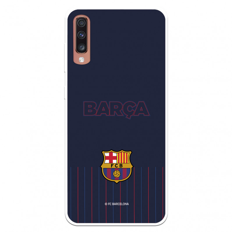 FC Barcelona Barsa Samsung Galaxy A70 Hülle mit blauem Hintergrund – Offizielle FC Barcelona Lizenz