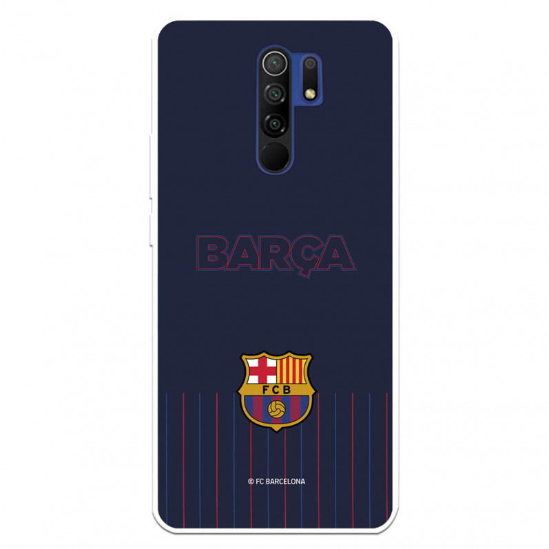 FC Barcelona Barsa Hülle für Xiaomi Redmi 9 Blauer Hintergrund – FC Barcelona Offizielle Lizenz