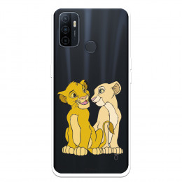 Funda para Oppo A32 Oficial de Disney Simba y Nala Silueta - El Rey León