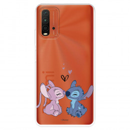 Funda para Xiaomi Redmi 9T Oficial de Disney Angel & Stitch Beso - Lilo & Stitch