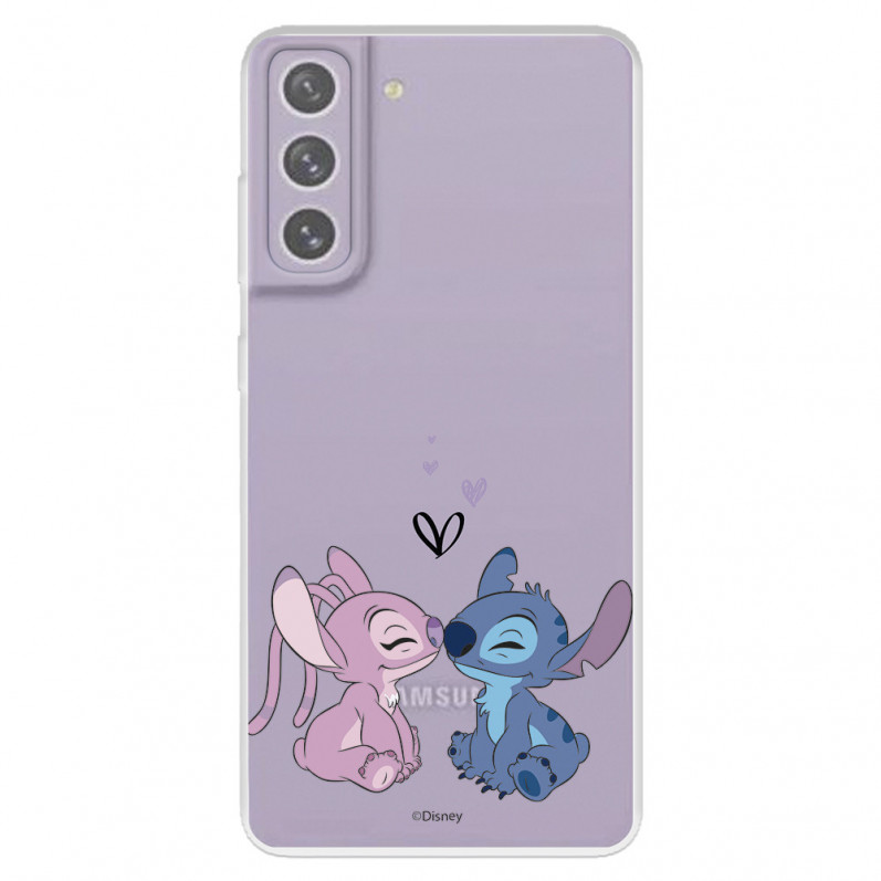 Funda para Samsung Galaxy S21 FE Oficial de Disney Angel & Stitch Beso - Lilo & Stitch