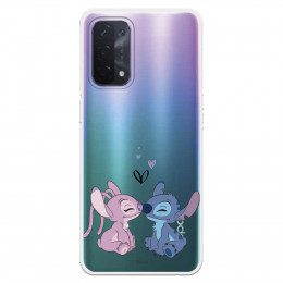 Funda para Oppo A74 5G Oficial de Disney Angel & Stitch Beso - Lilo & Stitch