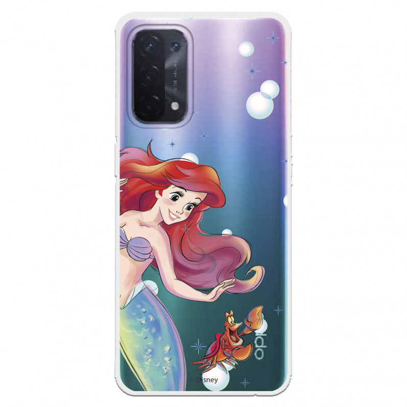 Funda para Oppo A54 5G Oficial de Disney Ariel y Sebastián Burbujas - La Sirenita