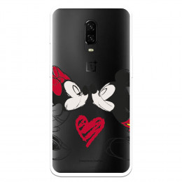 Funda para Oneplus 6T Oficial de Disney Mickey y Minnie Beso - Clásicos Disney