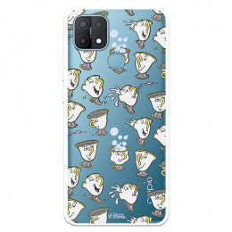 Funda para Oppo A15 Oficial de Disney Chip Potts Siluetas - La Bella y la Bestia