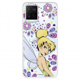 Funda para Vivo Y21S Oficial de Disney Campanilla Flores - Peter Pan