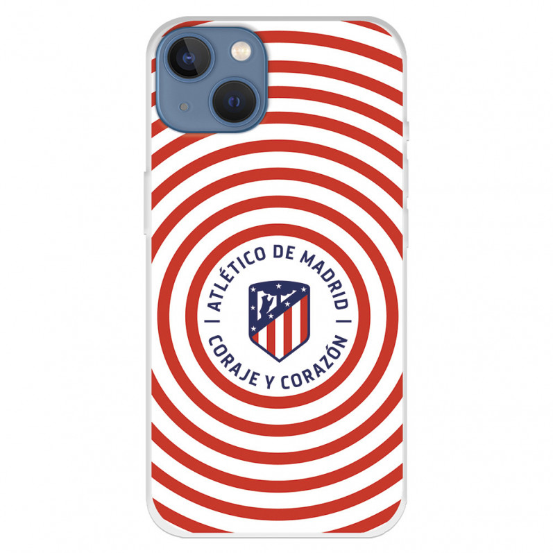 Funda para iPhone 13 del Atleti Escudo Fondo Rojiblanco Circular - Licencia Oficial Atlético de Madrid