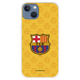 Funda para iPhone 13 del Barcelona Escudo Mes que un Club Fondo Amarillo - Licencia Oficial FC Barcelona