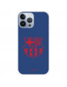 Funda para iPhone 13 Pro Max del Barcelona Escudo Rojo Fondo Azul - Licencia Oficial FC Barcelona