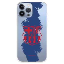 Funda para iPhone 13 Pro Max del Barcelona Escudo Rojo Trazo Azul - Licencia Oficial FC Barcelona