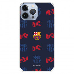 Funda para iPhone 13 Pro Max del Barcelona Escudo Patrón Rojo y Azul - Licencia Oficial FC Barcelona