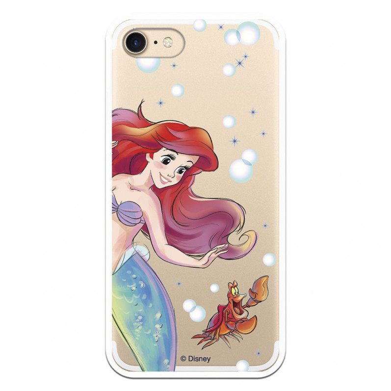 Husă transparentă oficială Disney Little Mermaid și Sebastian pentru iPhone 7 - The Little Mermaid