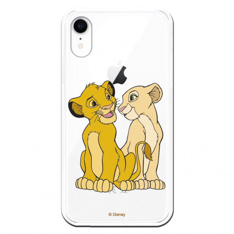 Husă transparentă oficială Disney Simba și Nala pentru iPhone XR - The Lion King