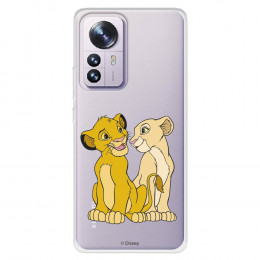 Funda para Xiaomi 12X Oficial de Disney Simba y Nala Silueta - El Rey León