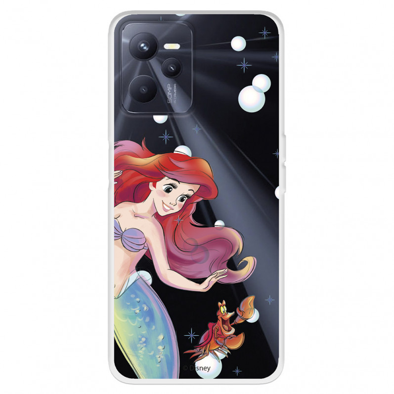 Funda para Realme C35 Oficial de Disney Ariel y Sebastián Burbujas - La Sirenita