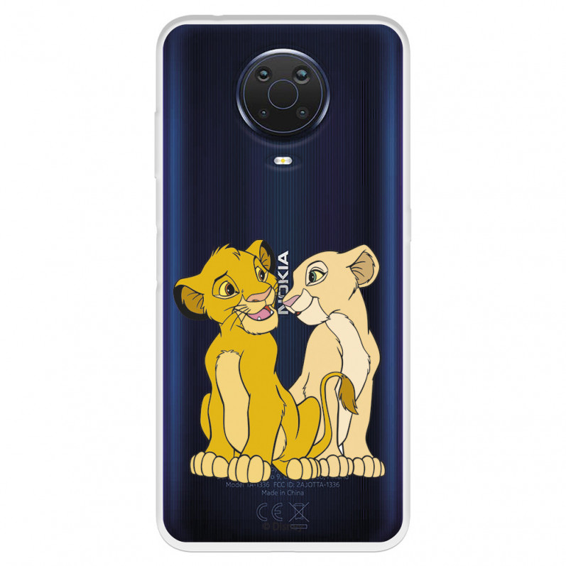 Funda para Nokia G10 Oficial de Disney Simba y Nala Silueta - El Rey León