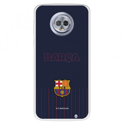 Funda para Motorola Moto G6 Plus del FC Barcelona Barsa Fondo Azul  - Licencia Oficial FC Barcelona