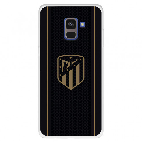 Funda para Samsung Galaxy A8 2018 del Atlético de Madrid Escudo Dorado Fondo Negro  - Licencia Oficial Atlético de Madrid