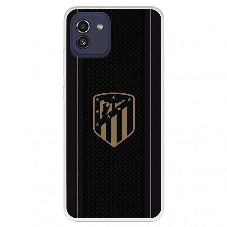 Funda para Samsung Galaxy A03 del Atlético de Madrid Escudo Dorado Fondo Negro  - Licencia Oficial Atlético de Madrid