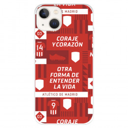 Funda para Iphone 14 del Atlético de Madrid Coraje y corazón  - Licencia Oficial Atlético de Madrid