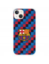 Funda para Iphone 14 del FC Barcelona Escudo Fondo Cuadros  - Licencia Oficial FC Barcelona