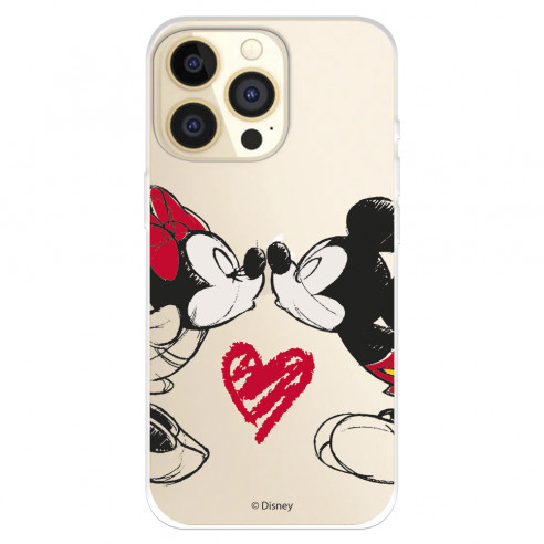 Funda para IPhone 14 Pro Oficial de Disney Mickey y Minnie Beso - Clásicos Disney