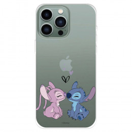 Funda para IPhone 14 Pro Max Oficial de Disney Angel & Stitch Beso - Lilo & Stitch