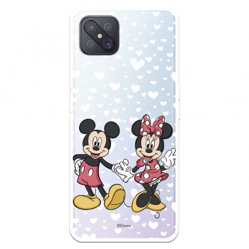 Funda para Oppo A92S Oficial de Disney Mickey y Minnie Mano - Clásicos Disney