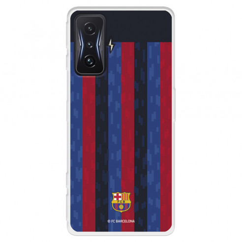 Funda para Xiaomi Poco F4 GT del FC Barcelona Fondo Rayas Verticales  - Licencia Oficial FC Barcelona